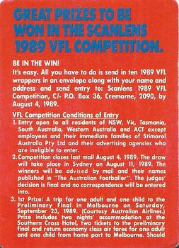 1989 Scanlens VFL #24 Competition Card Front